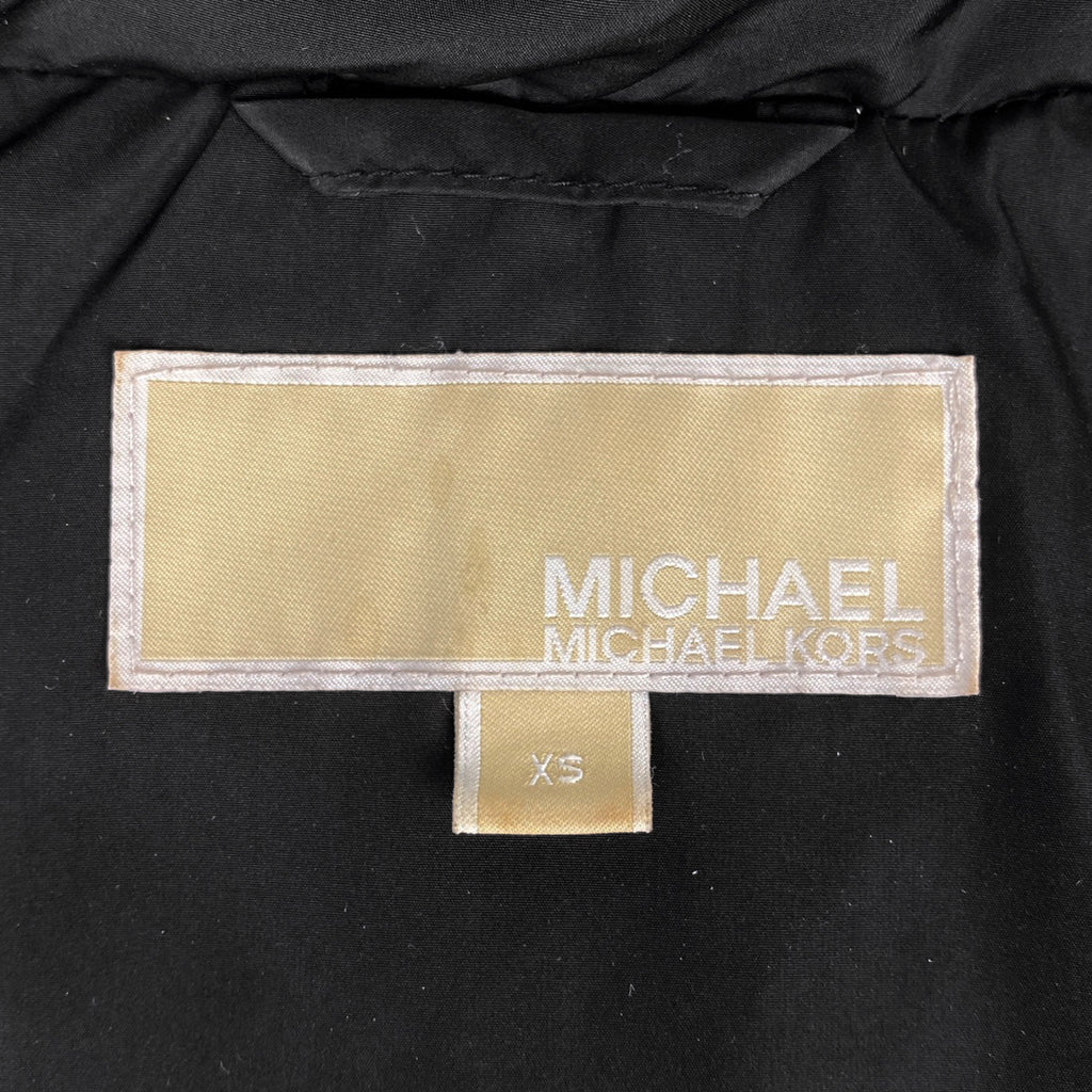 マイケルコース ジップアップ ジャケット フード ベルト付き フェイクファー アウター ブラック レディース 【中古】brapp