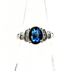 サファイア デザインリング プラチナ 指輪 メレダイヤ リング 6.7号 Pt850 サファイア ダイヤモンド レディース ノンブランドジュエリー 【中古】nbjwl