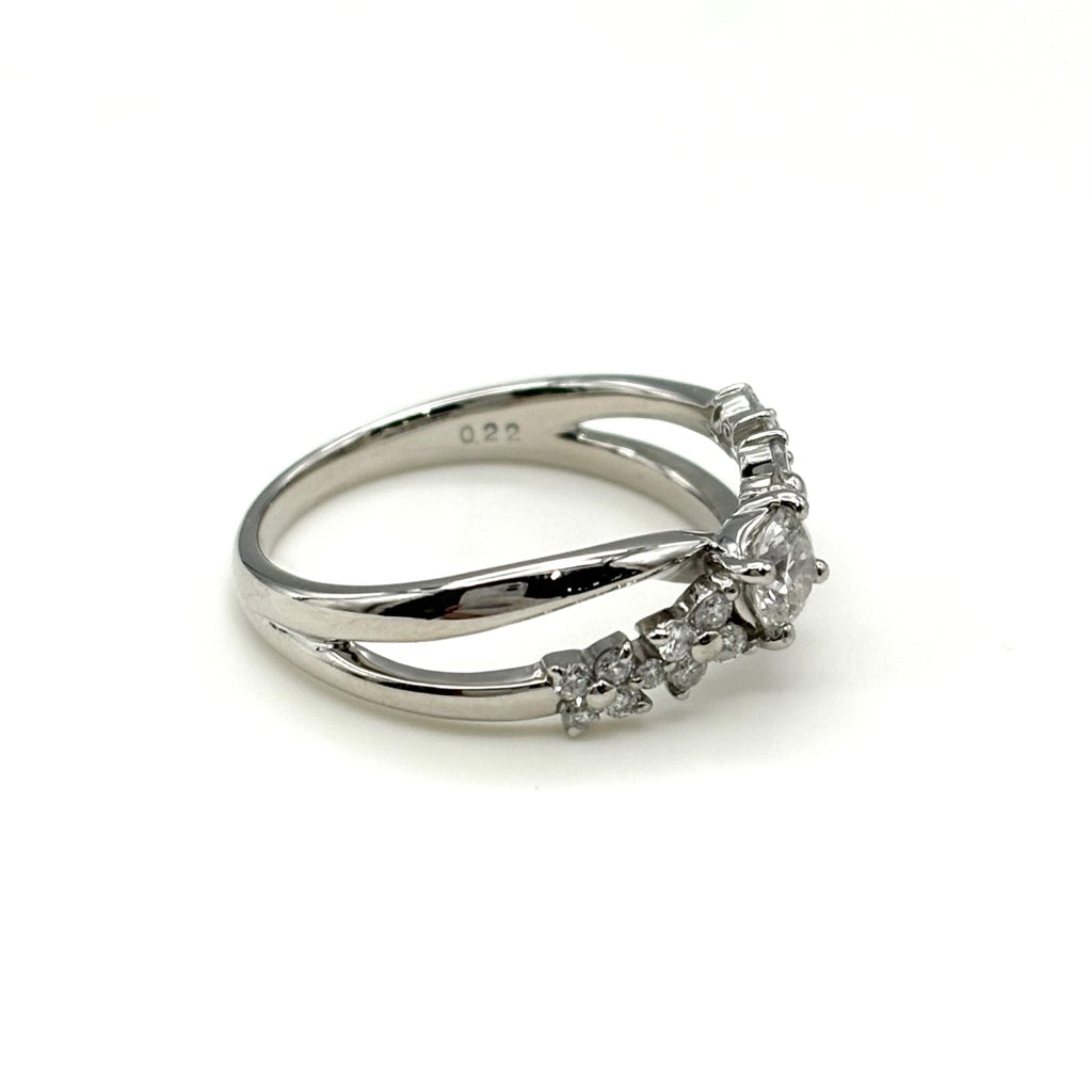 ダイヤモンド デザインリング プラチナ 指輪 メレダイヤ リング 12号 Pt900 ダイヤモンド レディース 【中古】nbjwl