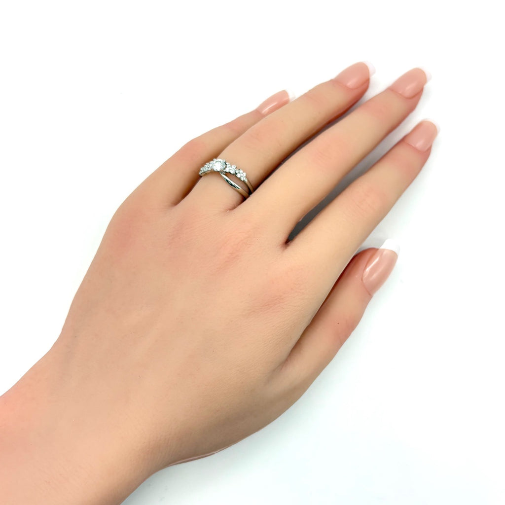 ダイヤモンド デザインリング プラチナ 指輪 メレダイヤ リング 12号 Pt900 ダイヤモンド レディース 【中古】nbjwl