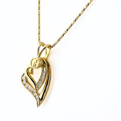 メレダイヤ デザインネックレス YG イエローゴールド ペンダント ネックレス K18 750 ダイヤモンド レディース 【中古】nbjwl