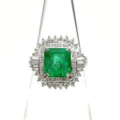 エメラルド デザインリング プラチナ 指輪 メレダイヤ リング 11.5号 Pt900 エメラルド ダイヤモンド レディース ノンブランドジュエリー 【中古】nbjwl