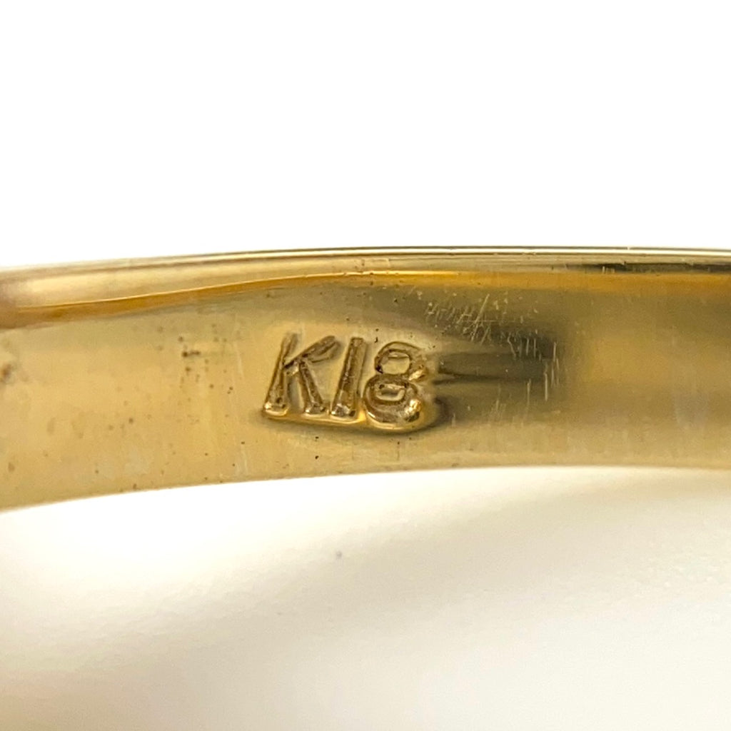 パール デザインリング YG イエローゴールド 指輪 メレダイヤ 真珠 リング 13号 K18 パール ダイヤモンド レディース 【中古】nbjwl