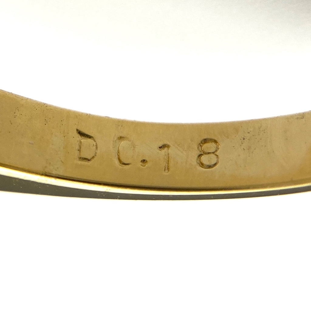 パール デザインリング YG イエローゴールド 指輪 メレダイヤ 真珠 リング 13号 K18 パール ダイヤモンド レディース 【中古】nbjwl