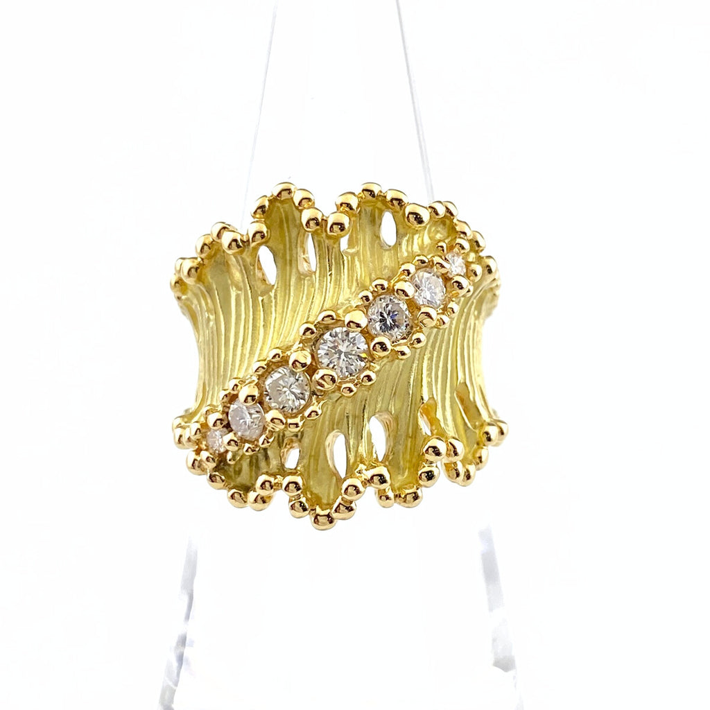 メレダイヤ デザインリング YG イエローゴールド 指輪 リング 11.5号 K18 ダイヤモンド レディース 【中古】nbjwl