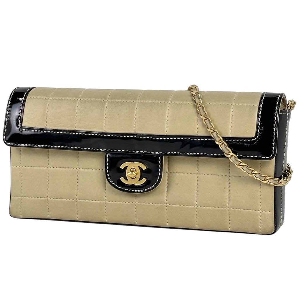 シャネル チョコバー チェーン ショルダーバッグ ココマーク マドモアゼル ショルダーバッグ レザー ベージュ ブラック レディース 【中古】brbag