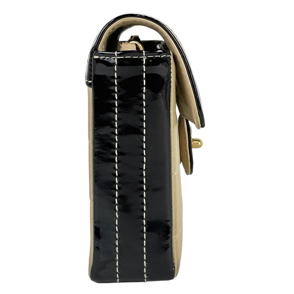 シャネル チョコバー チェーン ショルダーバッグ ココマーク マドモアゼル ショルダーバッグ レザー ベージュ ブラック レディース 【中古】brbag