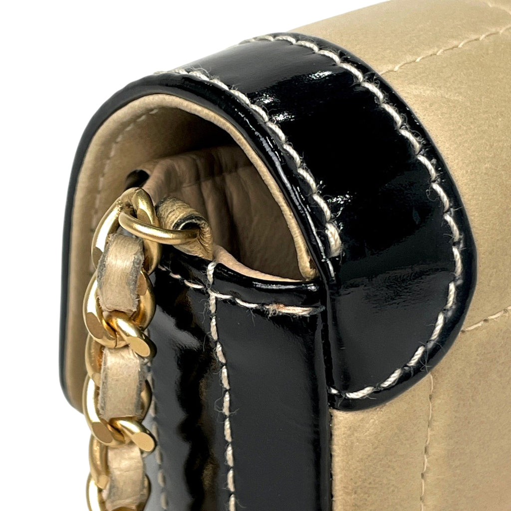 シャネル チョコバー チェーン ショルダーバッグ ココマーク マドモアゼル ショルダーバッグ レザー ベージュ ブラック レディース 【中古】brbag