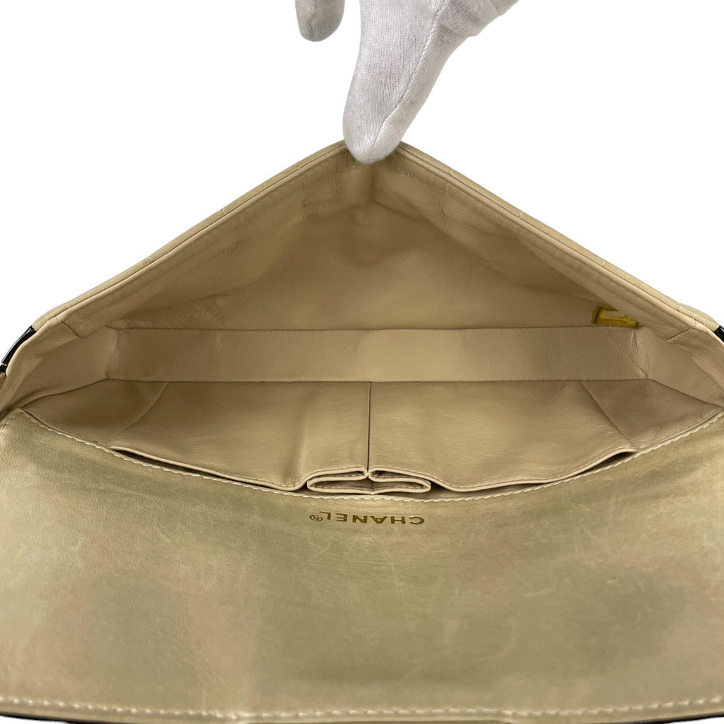 シャネル チョコバー チェーン ショルダーバッグ ココマーク マドモアゼル ショルダーバッグ レザー ベージュ ブラック レディース 【中古】brbag