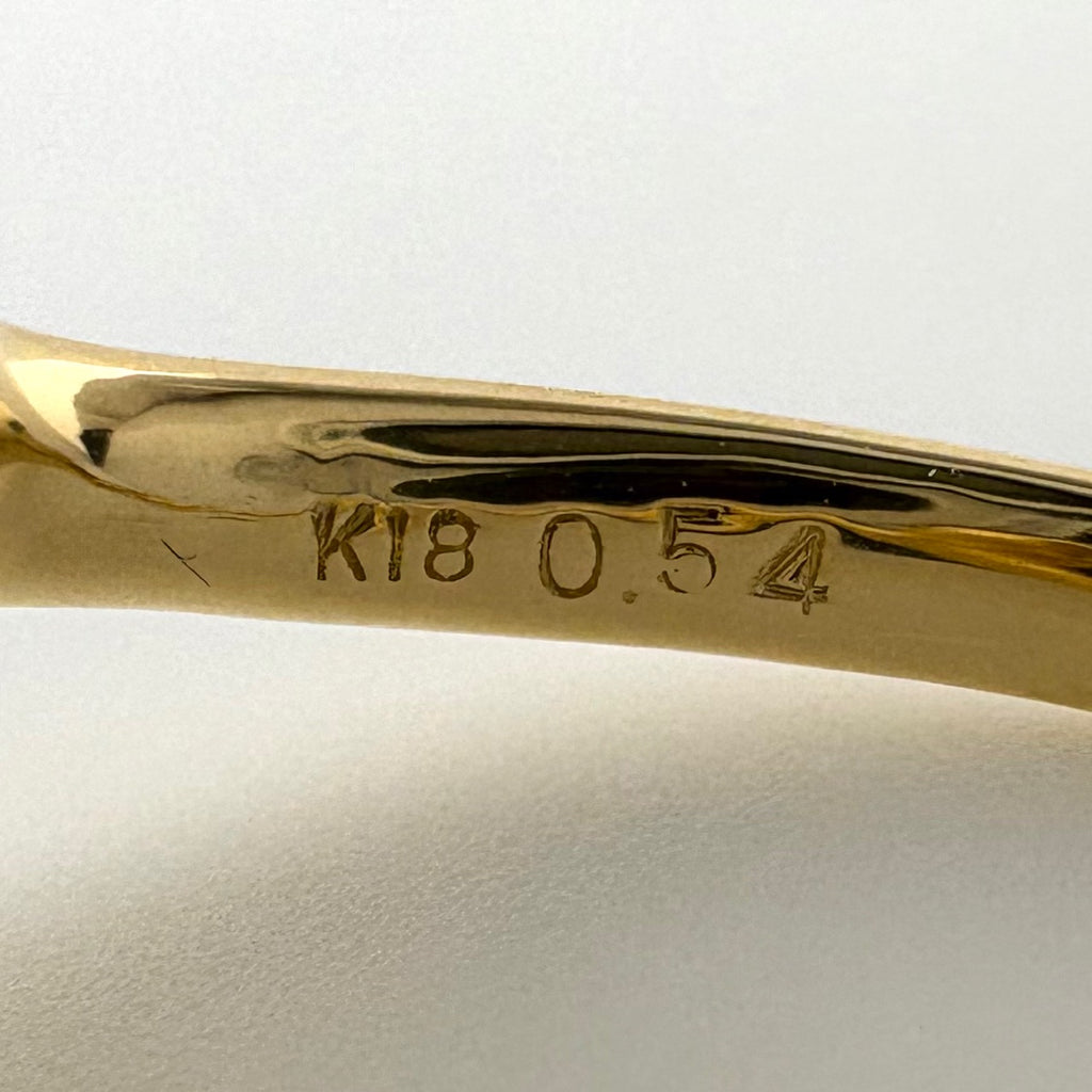 ダイヤモンド デザインリング YG イエローゴールド 指輪 メレダイヤ リング 14.5号 K18 ダイヤモンド レディース 【中古】nbjwl