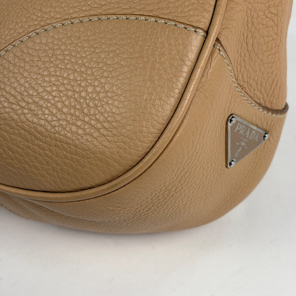 プラダ ロゴプレート ハンドバッグ ショルダーバッグ ハンドバッグ レザー ベージュ レディース ブランドバッグ・小物 【中古】brbag