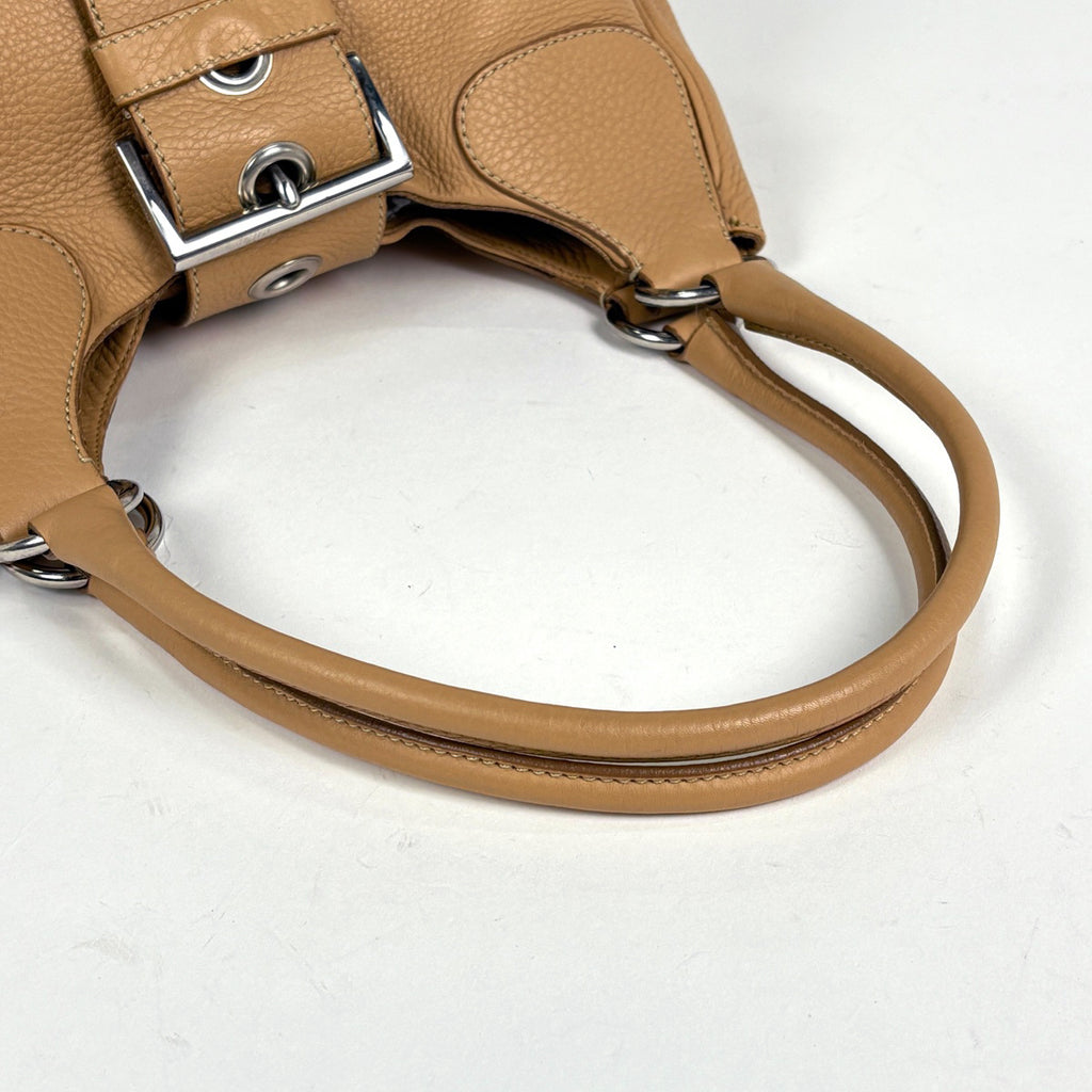 プラダ ロゴプレート ハンドバッグ ショルダーバッグ ハンドバッグ レザー ベージュ レディース ブランドバッグ・小物 【中古】brbag