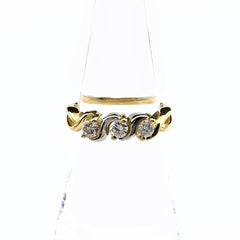 メレダイヤ デザインリング YG イエローゴールド プラチナ 指輪 リング 11号 K18 Pt900 ダイヤモンド レディース ノンブランドジュエリー 【中古】nbjwl