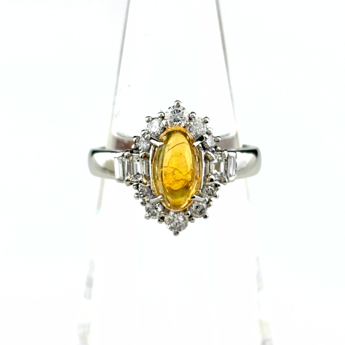 ファイアオパール デザインリング リング 10号 Pt900 ダイヤモンド