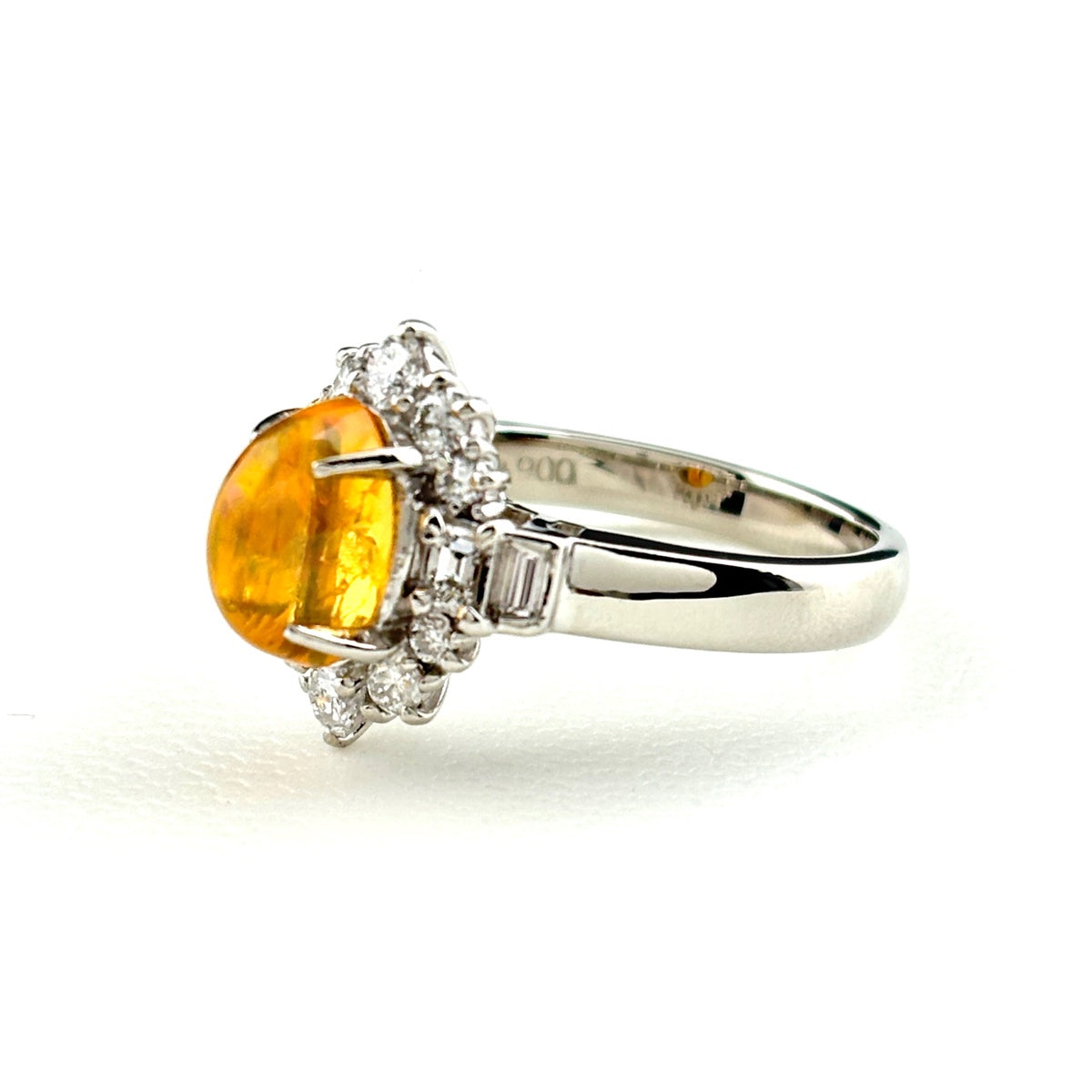 ファイアオパール デザインリング リング 10号 Pt900 ダイヤモンド