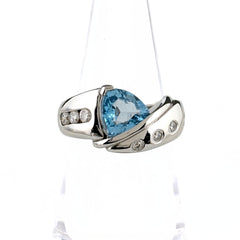 ブルートパーズ デザインリング リング 13号 Pt900 ブルートパーズ ダイヤモンド レディース ノンブランドジュエリー 【中古】nbjwl