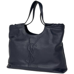 イヴ・サンローラン ロゴ トートバッグ ワンショルダー トートバッグ レザー ネイビー 284897 レディース ブランドバッグ・小物 【中古】brbag