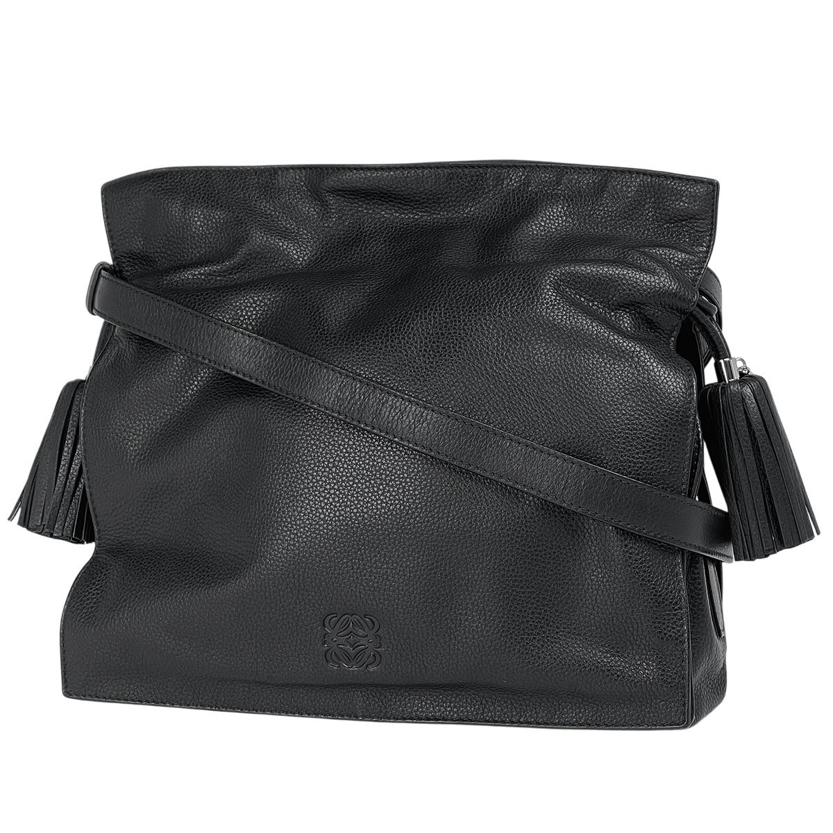 ロエベ フラメンコ クラッチ ショルダーバッグ ワンショルダー アナグラム 黒 LOEWE ロエベ アナグラム フラメンコクラッチ ナッパレザー 巾着
