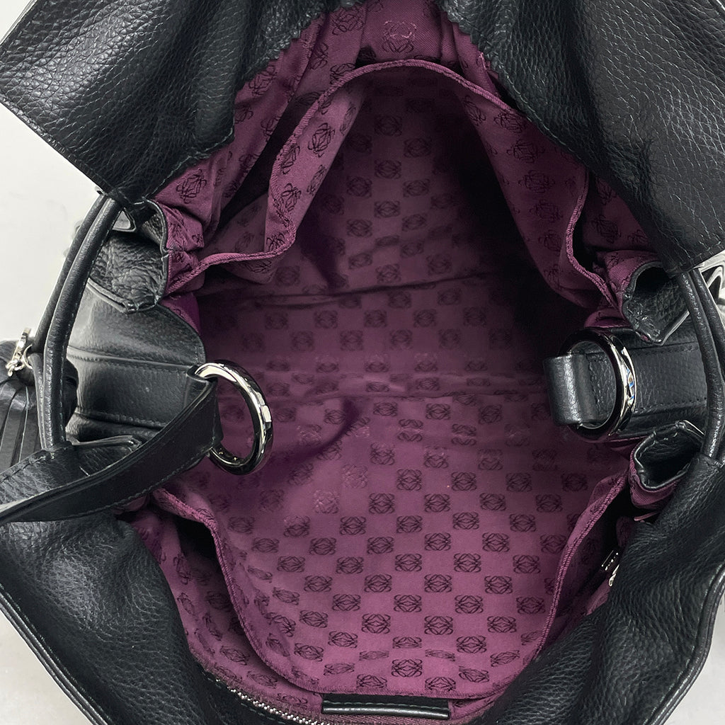ロエベ フラメンコ アナグラム タッセル ナッパレザー ショルダーバッグ 紫 LOEWE ロエベ フラメンコ30 巾着 ショルダーバッグ タッセル フリンジ