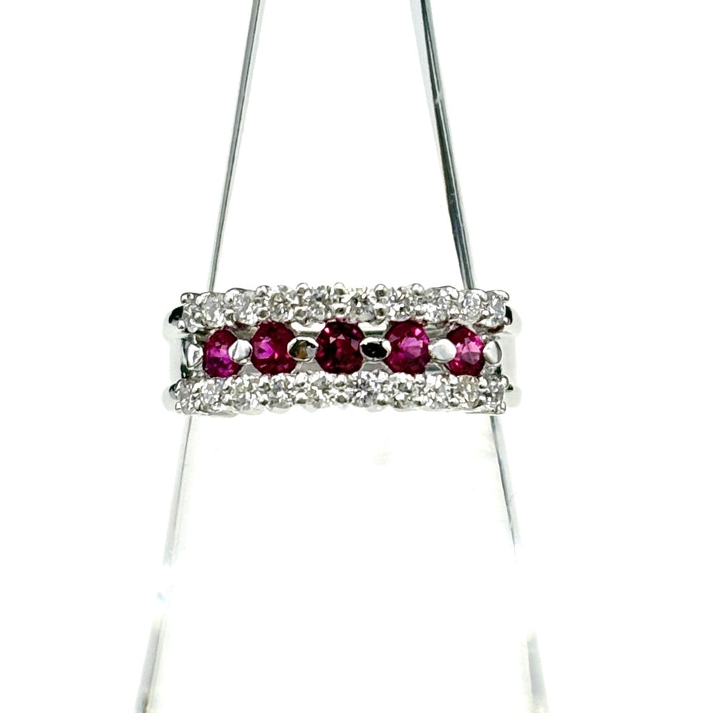 ルビー デザインリング プラチナ 指輪 メレダイヤ リング 9.5号 Pt900 ルビー ダイヤモンド レディース 【中古】nbjwl