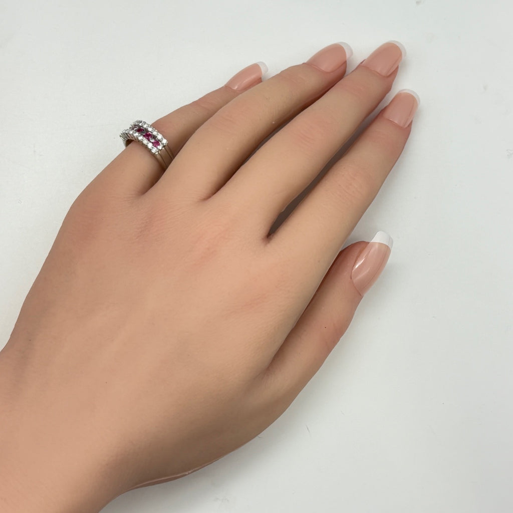 ルビー デザインリング プラチナ 指輪 メレダイヤ リング 9.5号 Pt900 ルビー ダイヤモンド レディース 【中古】nbjwl