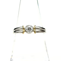 ダイヤモンド デザインリング プラチナ YG イエローゴールド 指輪 リング 19号 Pt900 K18 ダイヤモンド メンズ ノンブランドジュエリー 【中古】nbjwl