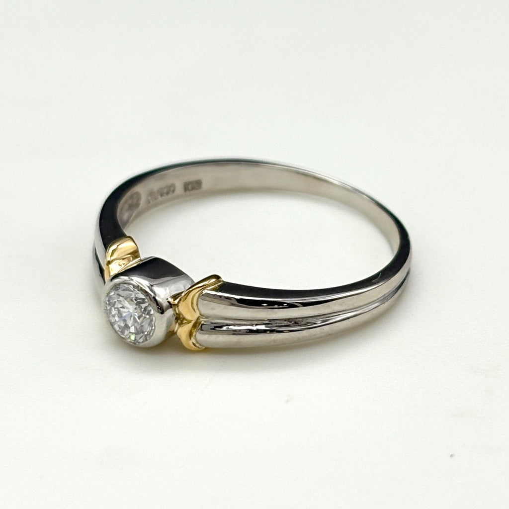 ダイヤモンド デザインリング プラチナ YG イエローゴールド 指輪 リング 19号 Pt900 K18 ダイヤモンド メンズ ノンブランドジュエリー 【中古】nbjwl