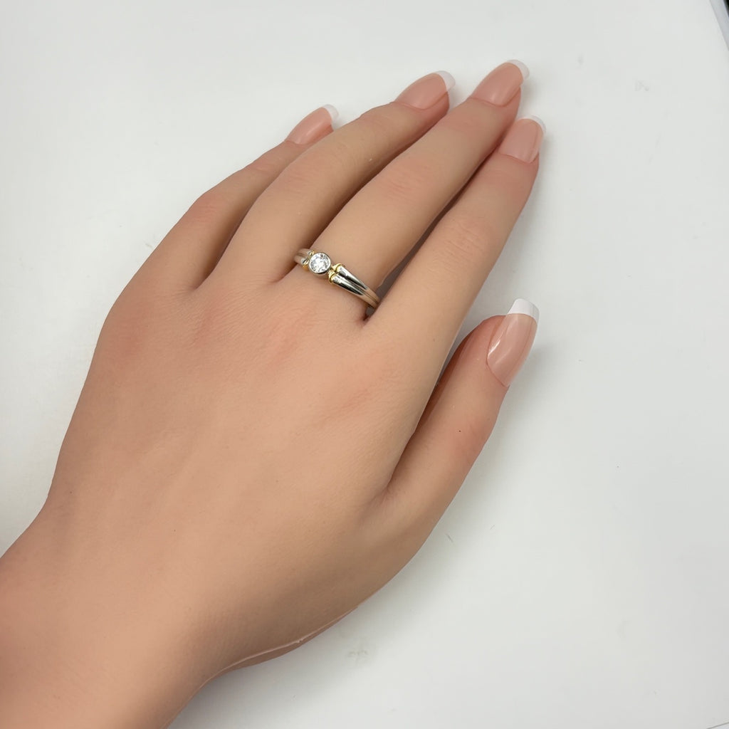 ダイヤモンド デザインリング プラチナ YG イエローゴールド 指輪 リング 19号 Pt900 K18 ダイヤモンド メンズ ノンブランドジュエリー 【中古】nbjwl