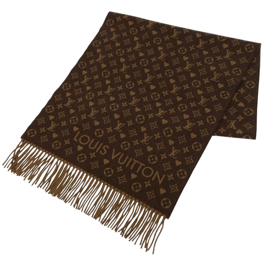 ルイ・ヴィトン エシャルプ ゲーム オン モノグラム ハート クルーズ マフラー カシミヤ マロン レディース 【中古】brbag