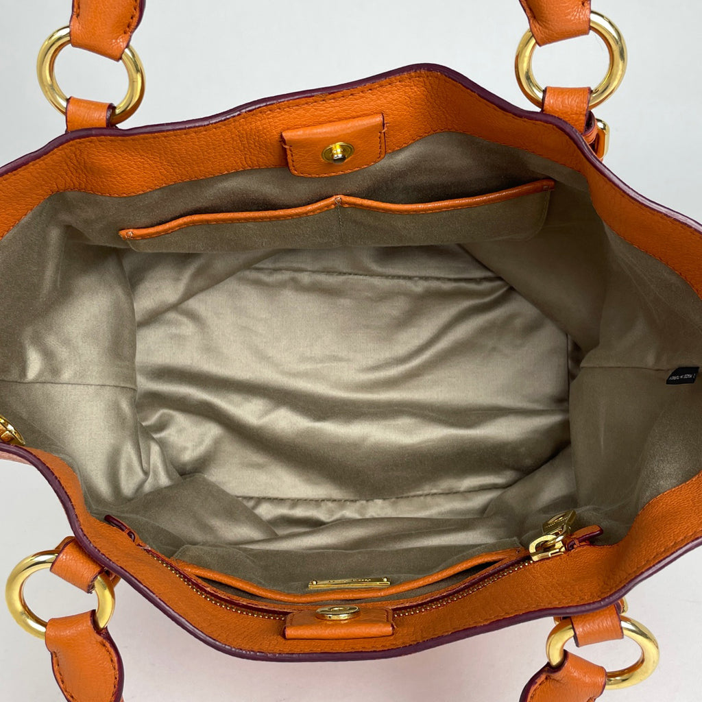 ミュウ ミュウ ロゴ ハンドバッグ 2WAY ショルダーバッグ ハンドバッグ レザー オレンジ レディース 【中古】brbag