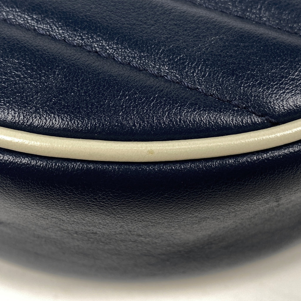 グッチ GGマーモント チェーン ショルダーバッグ ラウンド ミニ ショルダーバッグ レザー ネイビー 550154 レディース 【中古】brbag