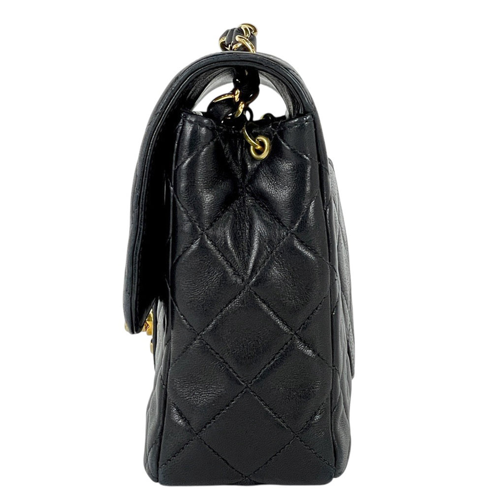 シャネル マトラッセ シングルフラップ チェーン ショルダーバッグ ココマーク ショルダーバッグ レザー ブラック マトラッセ25 レディース 【中古】brbag