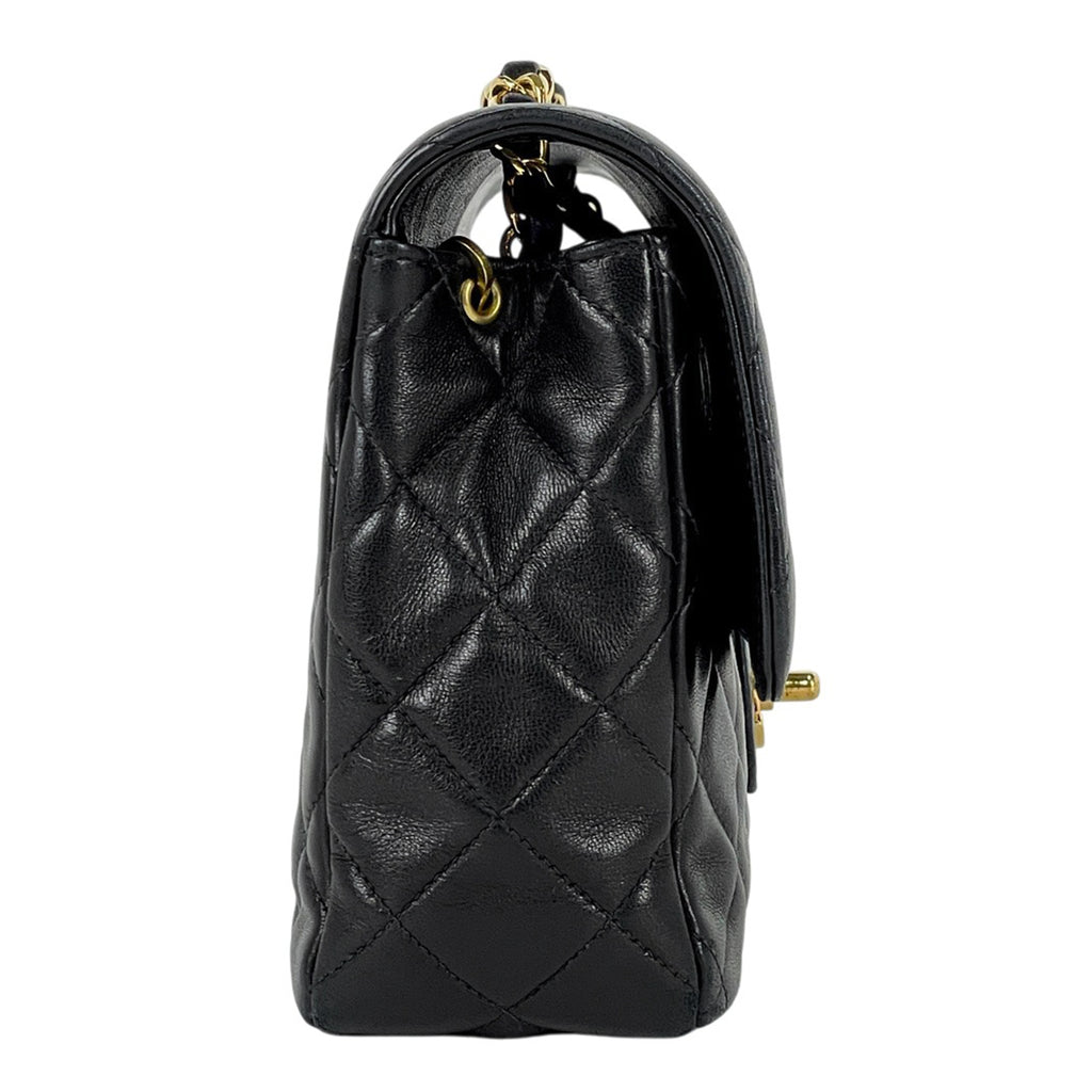 シャネル マトラッセ シングルフラップ チェーン ショルダーバッグ ココマーク ショルダーバッグ レザー ブラック マトラッセ25 レディース 【中古】brbag