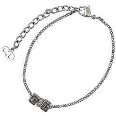 クリスチャンディオール ロゴ ラインストーン ブレスレット 腕輪 キューブ ブレスレット シルバーメッキ シルバー レディース 【中古】bracc