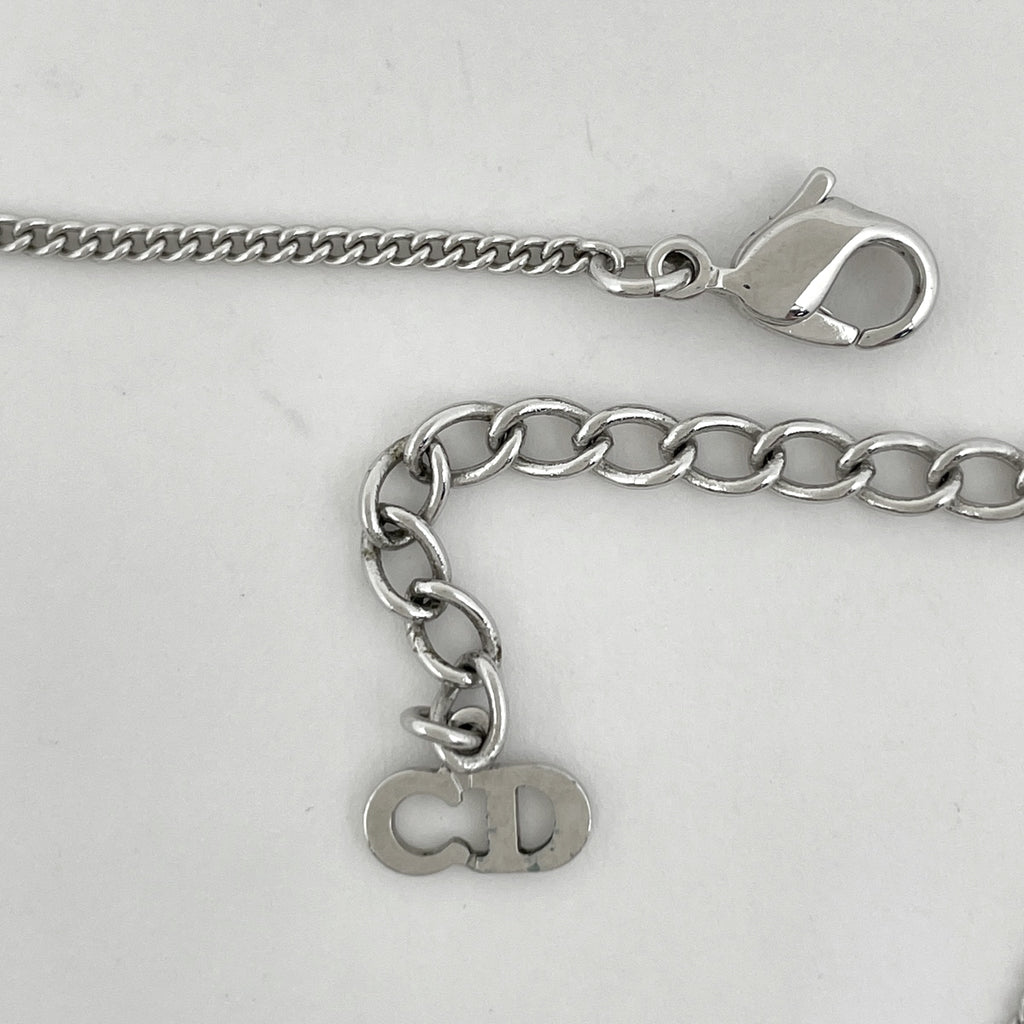 クリスチャンディオール ロゴ ラインストーン ブレスレット 腕輪 キューブ ブレスレット シルバーメッキ シルバー レディース 【中古】bracc