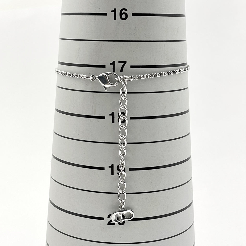 クリスチャンディオール ロゴ ラインストーン ブレスレット 腕輪 キューブ ブレスレット シルバーメッキ シルバー レディース 【中古】bracc