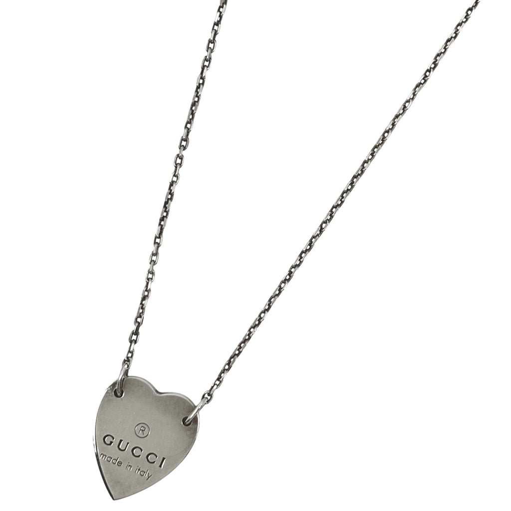 グッチ ハートモチーフ ネックレス ロゴ ネックレス シルバー925 シルバー レディース 【中古】bracc