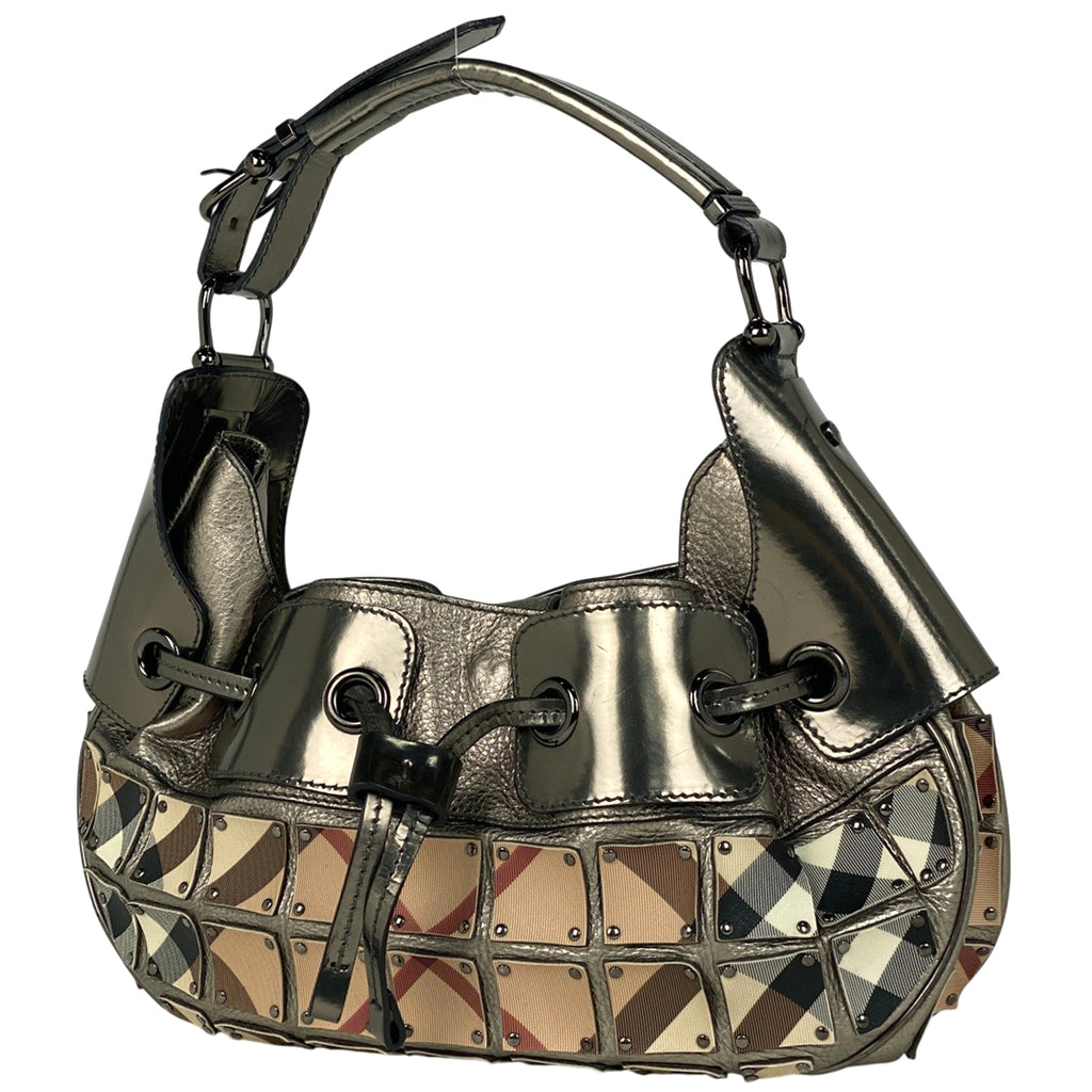 バーバリー チェック柄 ショルダーバッグ ワンショルダー 巾着型 ショルダーバッグ レザー ベージュ レディース 【中古】brbag