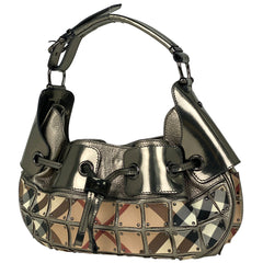 バーバリー チェック柄 ショルダーバッグ ワンショルダー 巾着型 ショルダーバッグ レザー ベージュ レディース 【中古】brbag