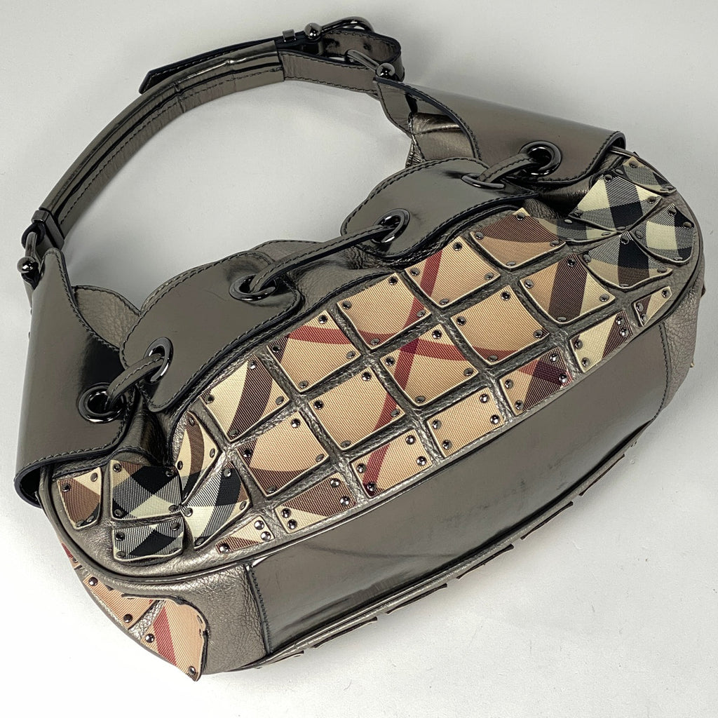 バーバリー チェック柄 ショルダーバッグ ワンショルダー 巾着型 ショルダーバッグ レザー ベージュ レディース 【中古】brbag