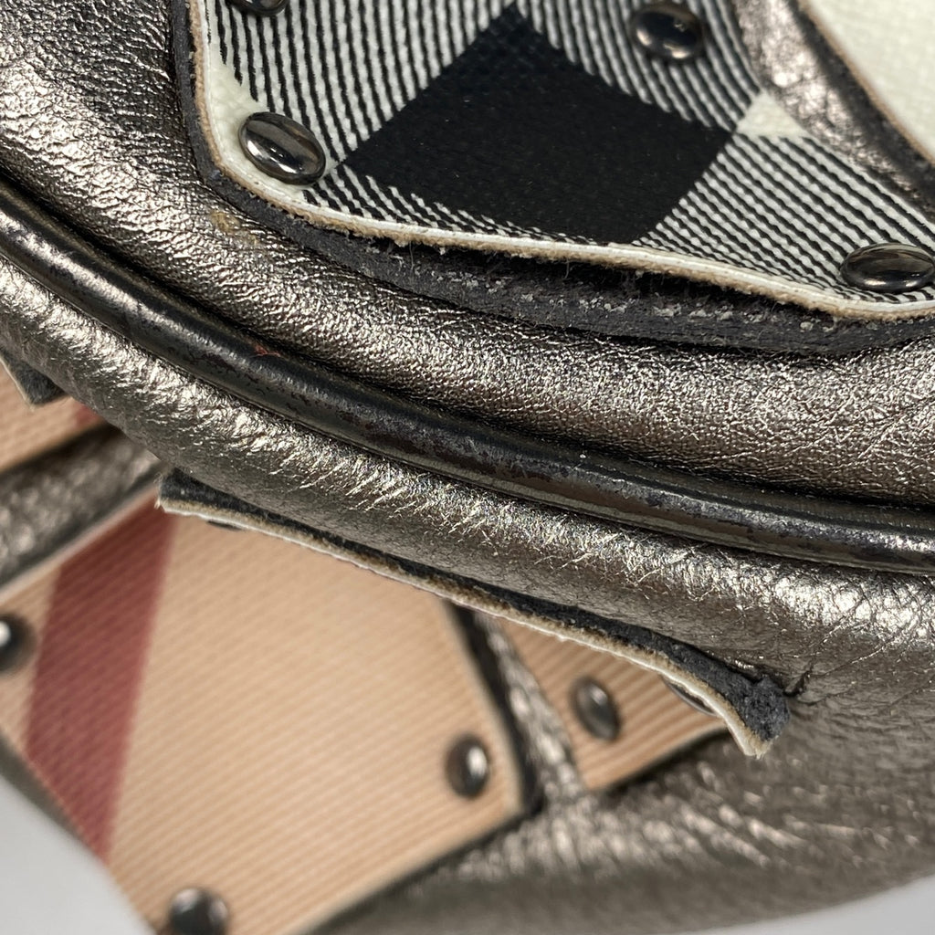 バーバリー チェック柄 ショルダーバッグ ワンショルダー 巾着型 ショルダーバッグ レザー ベージュ レディース 【中古】brbag