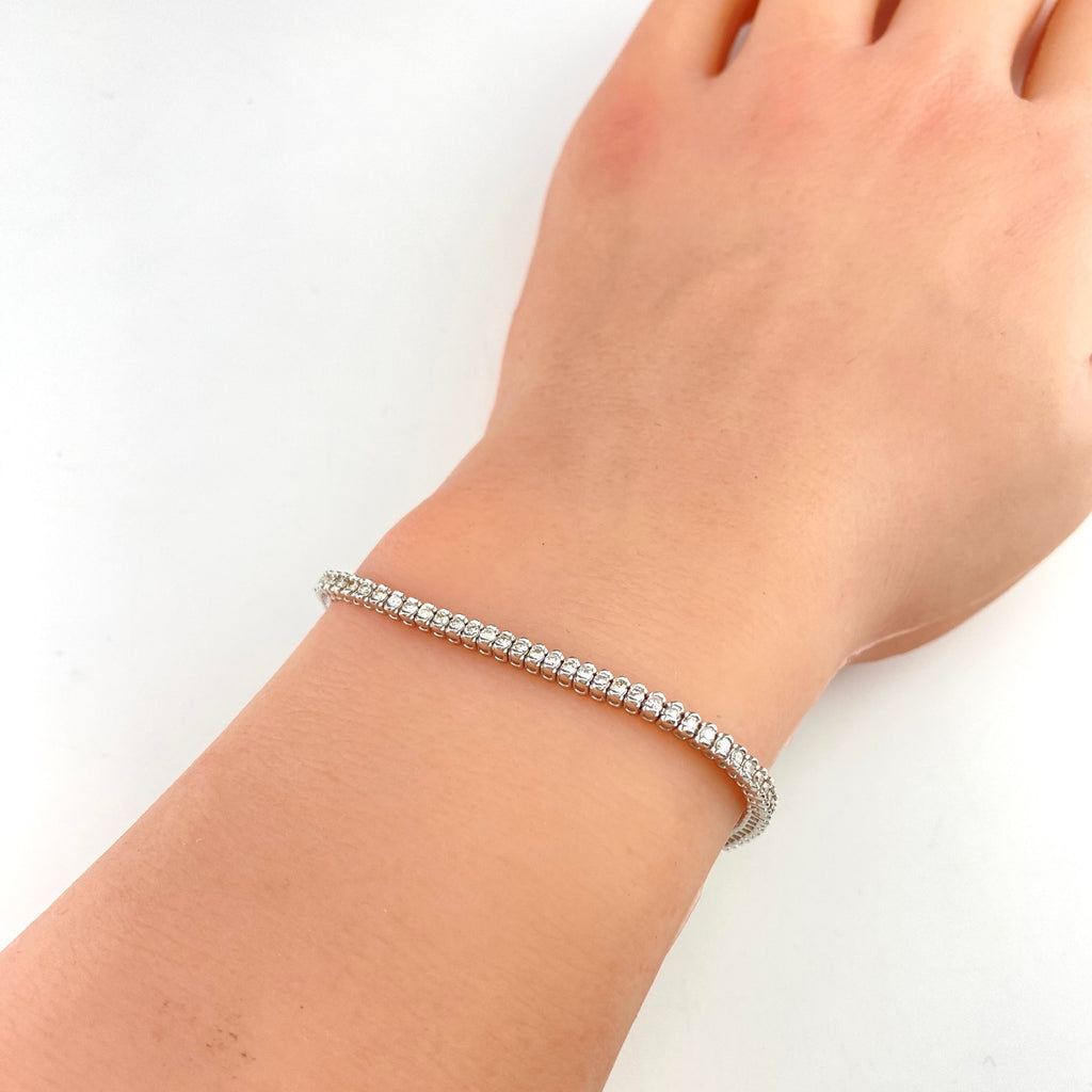 テニス ブレスレット 腕輪 メレダイヤ ブレスレット K18 ダイヤモンド レディース 【中古】nbjwl