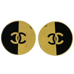 シャネル ココマーク ラウンド イヤリング CC イヤリング GP ゴールド ブラック レディース 【中古】bracc