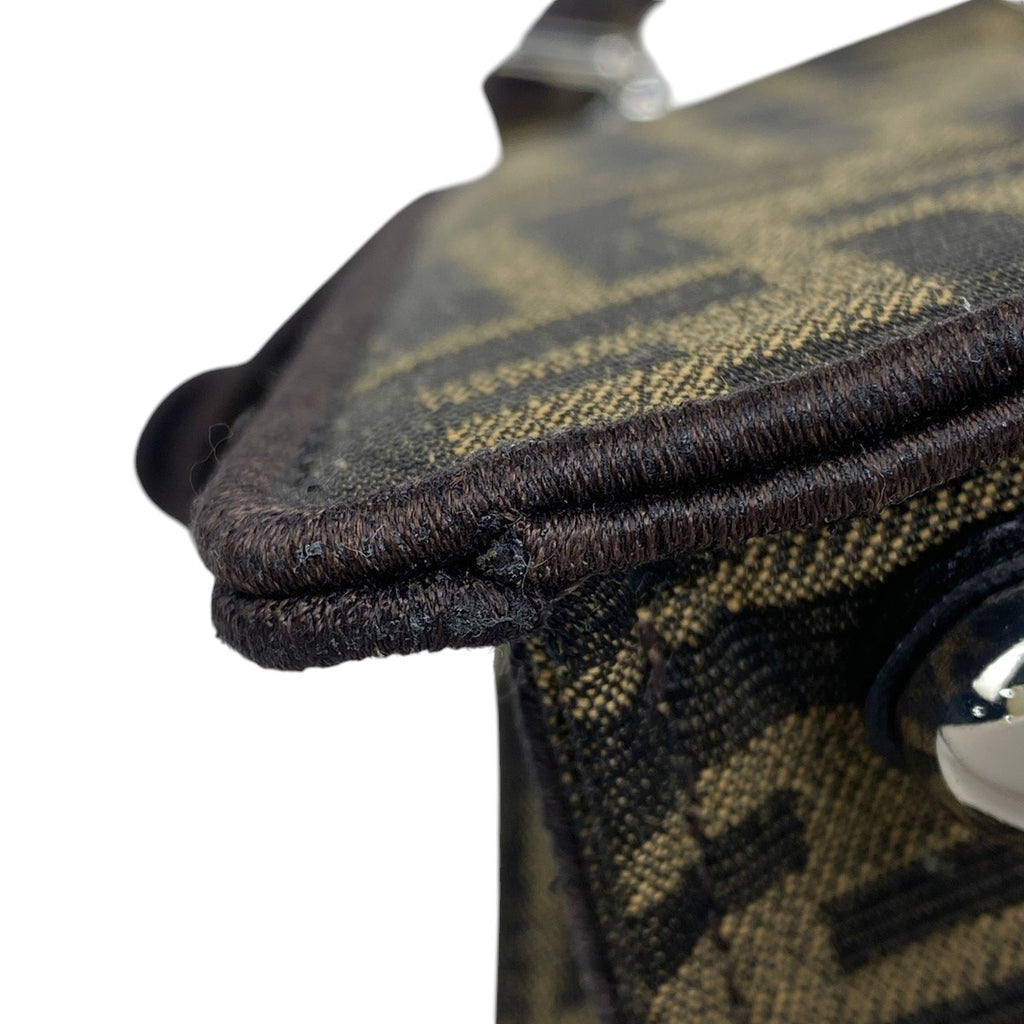 フェンディ ピーカブー プチ ハンドバッグ 2WAY ショルダーバッグ クリスタル刺繍 ズッカ柄 ハンドバッグ キャンバス ブラウン 8BN335 レディース 【中古】brbag