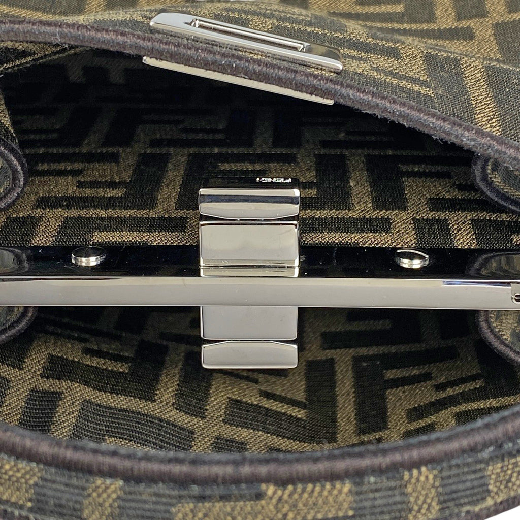 フェンディ ピーカブー プチ ハンドバッグ 2WAY ショルダーバッグ クリスタル刺繍 ズッカ柄 ハンドバッグ キャンバス ブラウン 8BN335 レディース 【中古】brbag