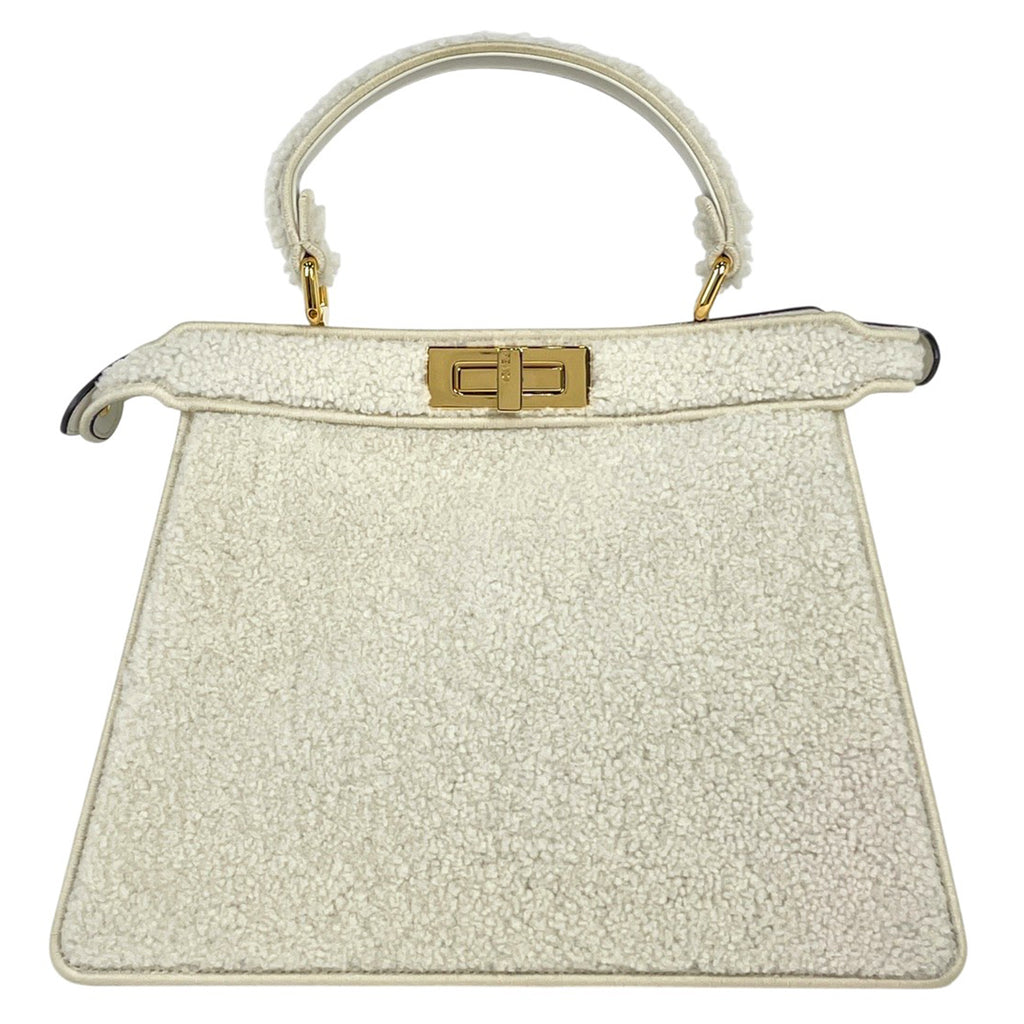 フェンディ ピーカブー アイシーユー ミディアム ハンドバッグ 2WAY ショルダーバッグ ムートン ハンドバッグ レザー ホワイト 8BN321 レディース 【中古】brbag