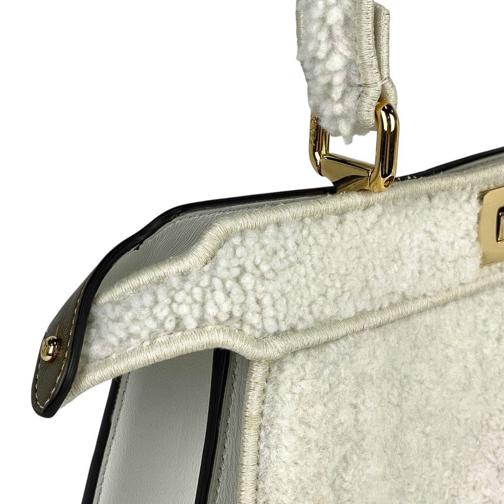 フェンディ ピーカブー アイシーユー ミディアム ハンドバッグ 2WAY ショルダーバッグ ムートン ハンドバッグ レザー ホワイト 8BN321 レディース 【中古】brbag