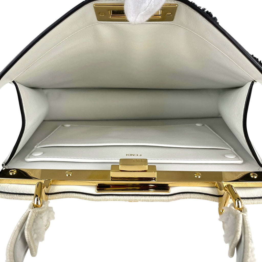 フェンディ ピーカブー アイシーユー ミディアム ハンドバッグ 2WAY ショルダーバッグ ムートン ハンドバッグ レザー ホワイト 8BN321 レディース 【中古】brbag