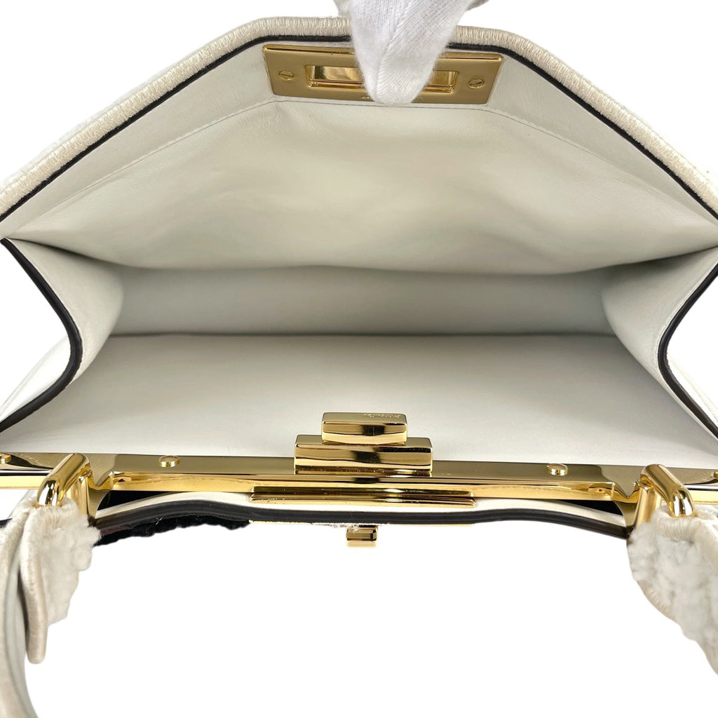 フェンディ ピーカブー アイシーユー ミディアム ハンドバッグ 2WAY ショルダーバッグ ムートン ハンドバッグ レザー ホワイト 8BN321 レディース 【中古】brbag