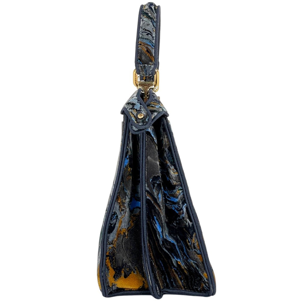 フェンディ ピーカブー アイシーユー ミディアム ハンドバッグ 2WAY ショルダーバッグ マーブル ハンドバッグ ファブリック ネイビー マルチカラー 8BN321 レディース 【中古】brbag